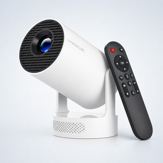 Magcubic HY300 Pro+ white mini projector with remote control